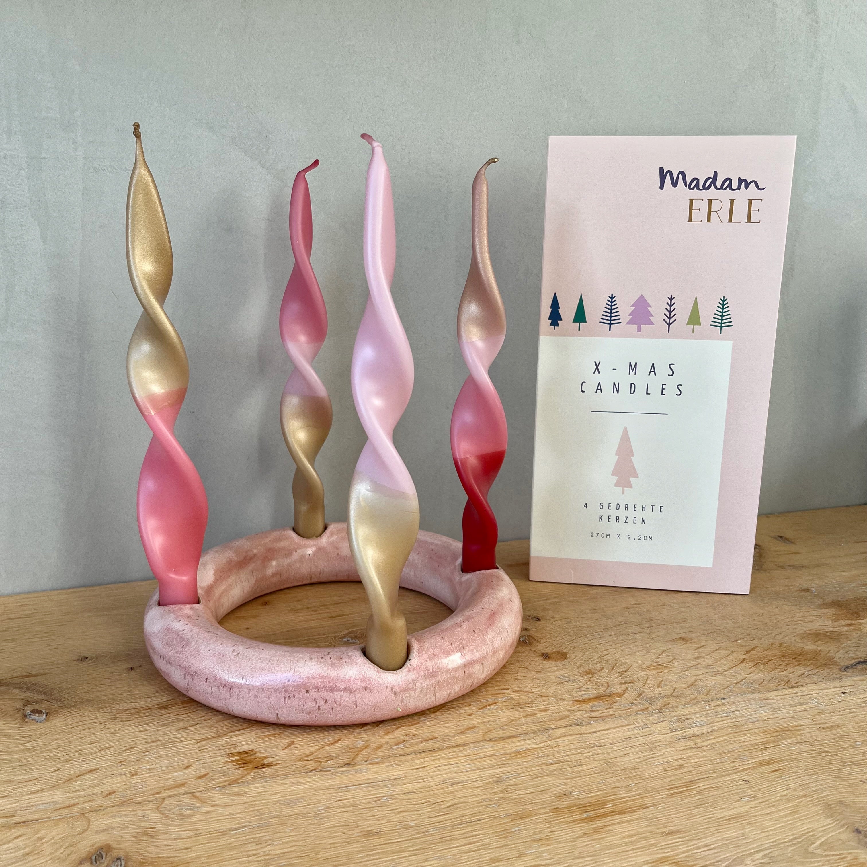 Weihnachtsset | gedrehte Kerzen | 4er Set | CURLY FINIA