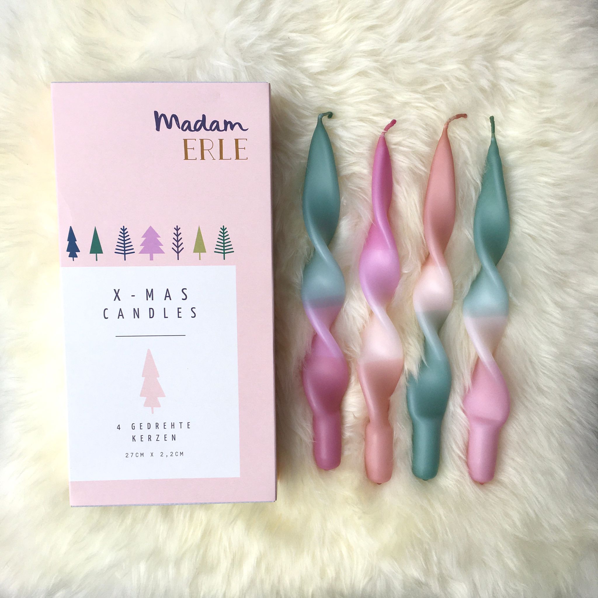 Weihnachtsset | gedrehte Kerzen | 4er Set | CURLY LEYA