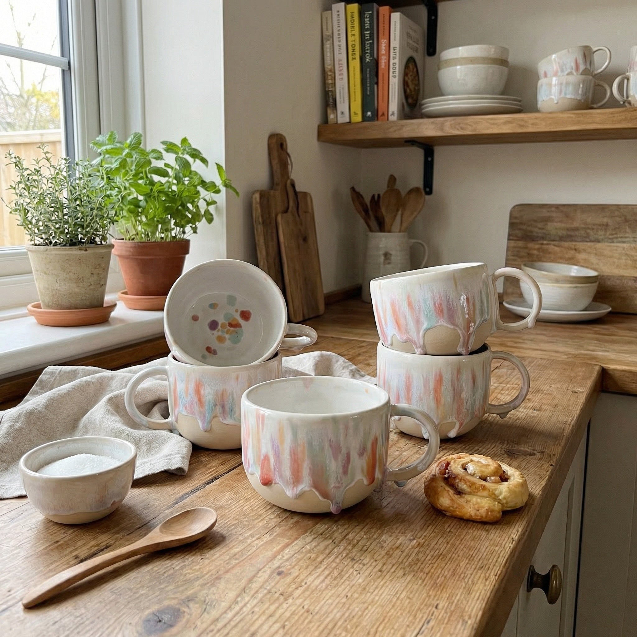XL Keramik Tasse mit Drops | BUNT
